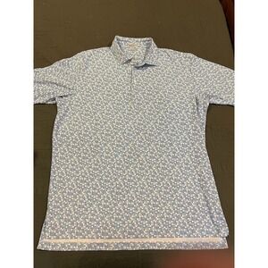 Peter Millar Men's Summer Comfort Polo Golf Shirt Xl Blue And White